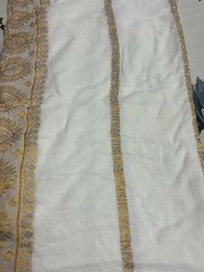 Elegant White &amp; Gold Saree