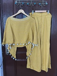 Yellow Striped Set with Tassels
