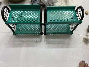 2 Tier Green Plastic Organizer Shelf (2pc)