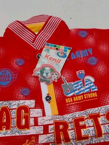 Red 'USA Army Strong' Boys T-Shirt+nikker