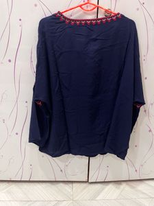 Embroidered Navy Blue Tassel Kurta