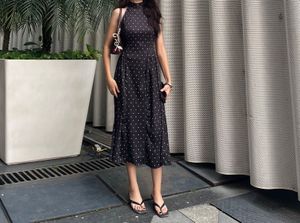 Chic Polka Dot Halter Neck Dress