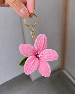 Cute Pink Flower Keychain