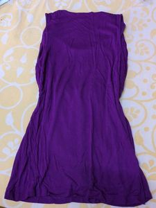 Purple Ruched Tunic with Chain Neckline