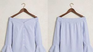 Striped Off-Shoulder Ruffle Sleeve Top