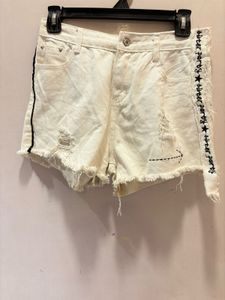 Gothic White Distressed Denim Shorts