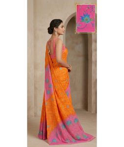 Sunset Bloom Ombre Embridered Saree