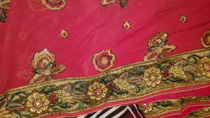Embroidered Red Silk Saree