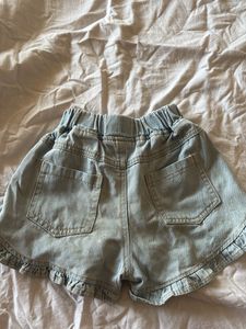 kids Light Wash Denim Ruffle Shorts