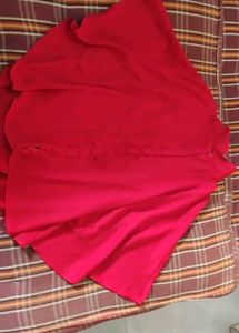 Cherry Red Button-Up Kaftan Top