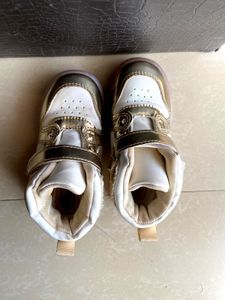 Adorable Gold &amp; White Baby Sneakers