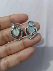 Heart Shaped Earrings with Rhinestones