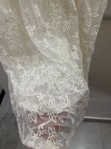 Elegant White Lace Kurta with Orange Embroidery