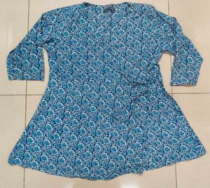 blue wrap style short kurti