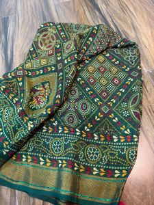 Green Bandhani Saree