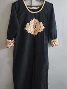 Black Kurta with Gold Embroidery