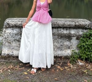 Cream Tiered Maxi Skirt