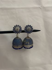 Stunning Blue Jhumka Earrings