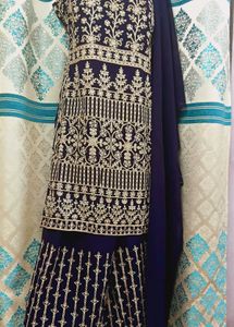 Elegant heavy embroidered palazzo set