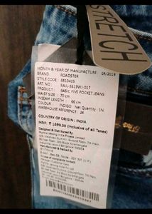 Blue Acid Wash Ripped Jeans new  , with freebie