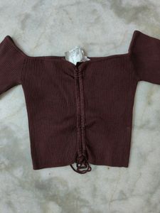 ZARA Brown Ruched Long Sleeve Top!