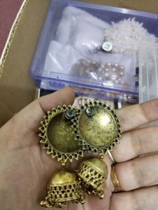 Golden colour long earings for party