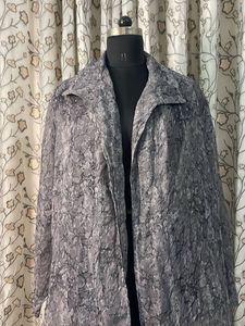 Stylish Grey Print Ethnic Gown