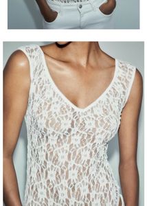 Zara celebs style White Lace Bodysuit