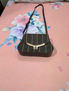 Black Textured Sling Bag | Stylish Crossbody