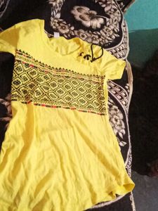 Bright Yellow Graphic Print Top