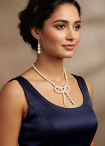 Pearl Bow Necklace & Earring Set(Free delivery)