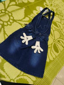 Cute Denim Mickey Hand Dress for Girls 🎀