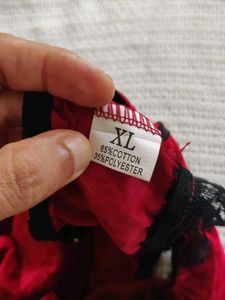 Red Satin Lace Briefs(SHEIN)