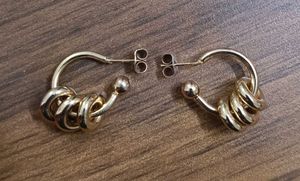 Gold-Tone Hoop Earrings with Linked Rings
