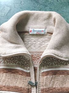 Men's Retro Patterned Zip-Up Sweater
