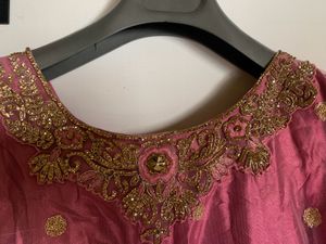 Pink &amp; Gold Embellished Anarkali