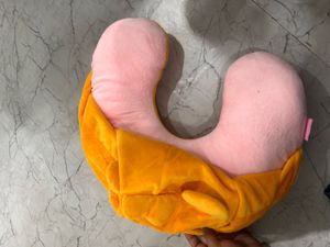 2 in 1 neck pillow pink and yellow