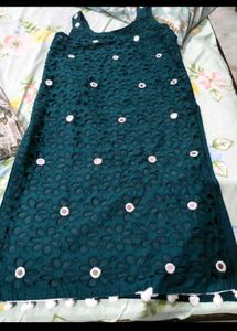 Teal Kurta Set with White Embellishments