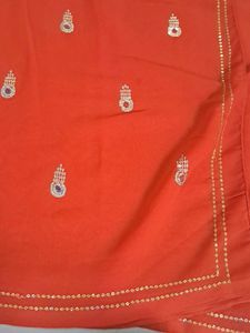 Beautiful Orange Saree with Embellishments