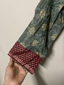 Green Floral Print Kurta