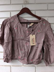 Embroidered Bell Sleeve Top