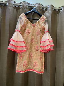 3 Piece Garara Suit Set In Frill Sleeves