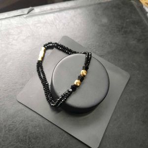 22k Pure Gold 2 Moti &amp; Black Crystal Bracelet