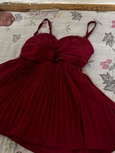 Maroon Bow Detail Dress