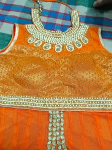 Orange Colour Shirt With Skirt Modern Suit