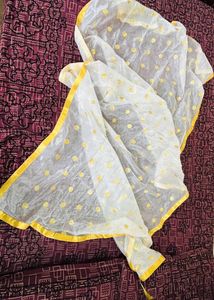 White And Golden Color Duppatta