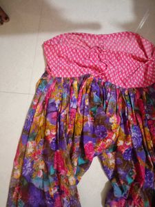 Pink Printed Cotton Kurti Blouse