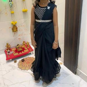 Saree For Girls 7 Years With Stitch Blouse