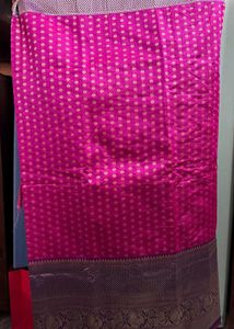 Vibrant Pink Silk Saree with Intricate Weave