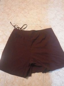 Burgundy Skort with Tie Detail